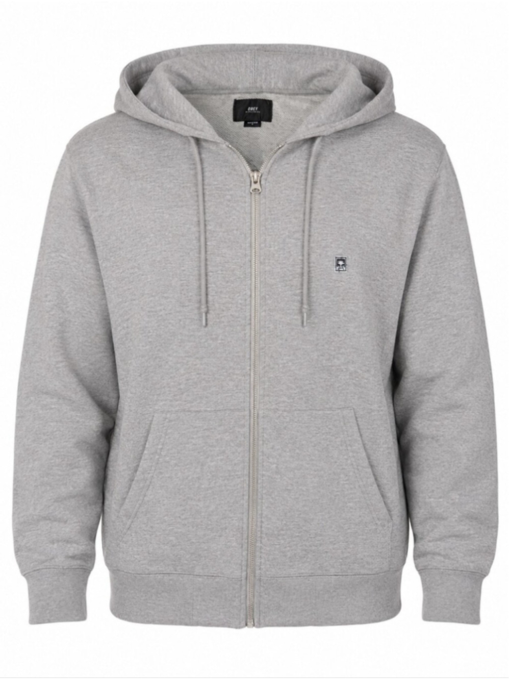 OBEY Worldwide Icon Logo Full Zip French Terry Hoodie Gray Men’s Large